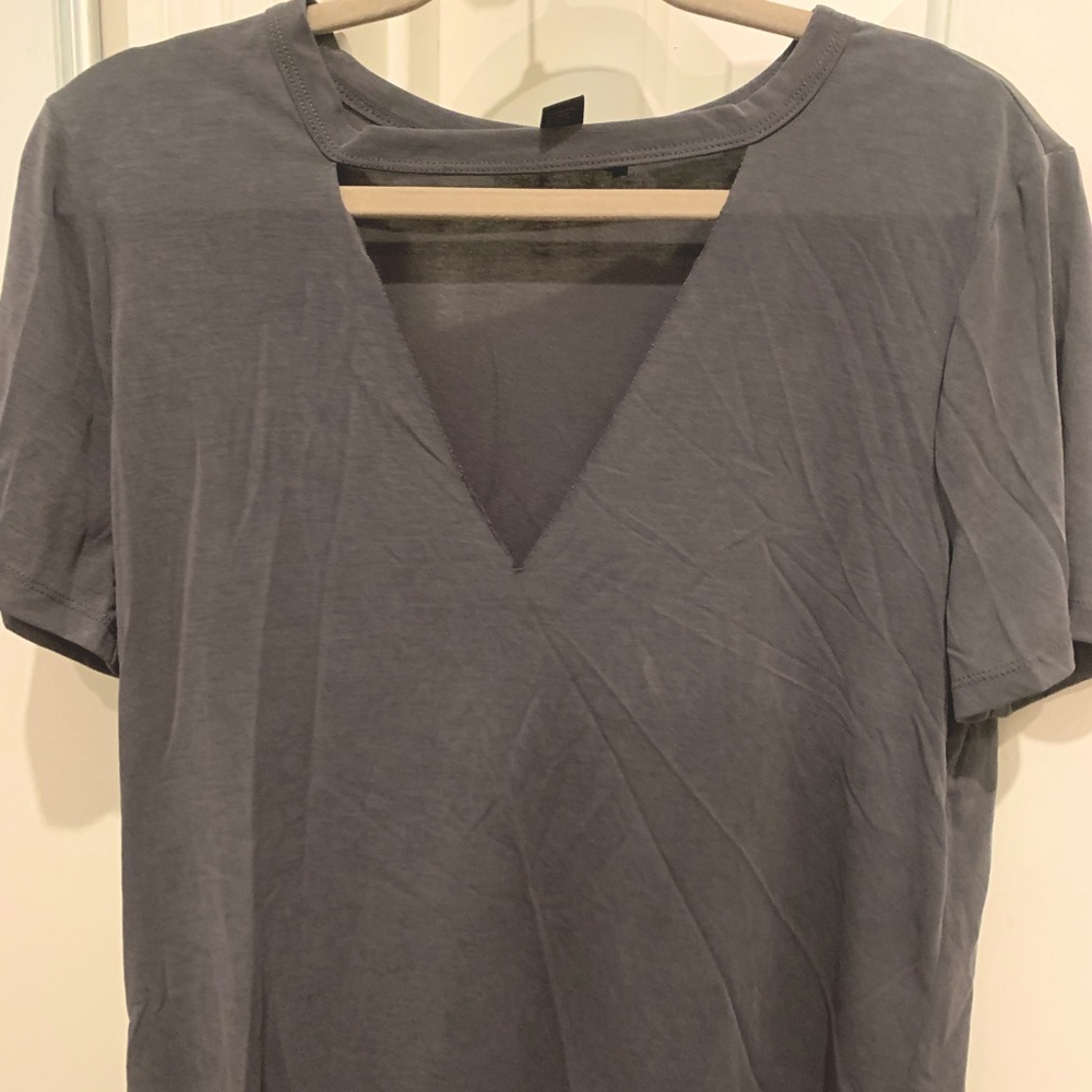 Forever 21 Grey Cut-out T-shirt
